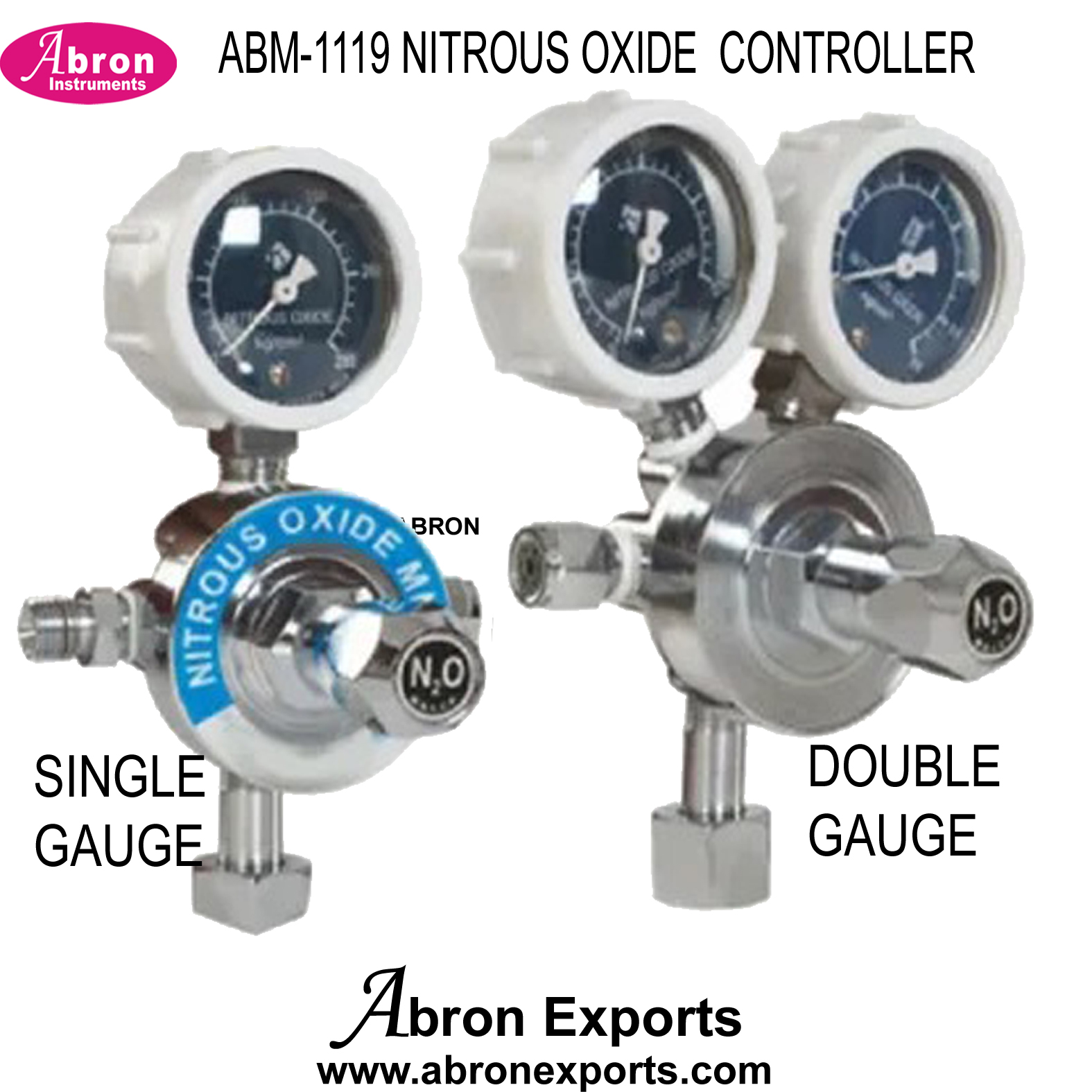 Medical Gas Nitrous Oxide controller 2 gauge regulator for pipe line terminal unit Regulator with gauge 1 no Abron ABM-1119N2 